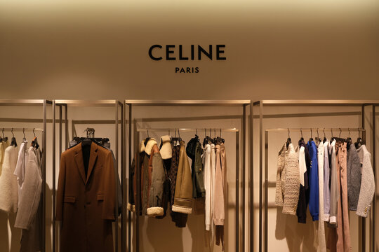 Shanghai,China-April 1st 2023: 
 Celine clothing and brand logo sign