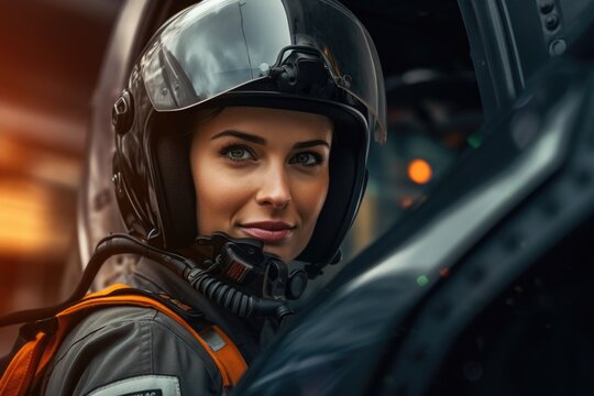 A woman wearing a space suit and helmet. This image can be used to depict astronauts, space exploration, science fiction, or futuristic concepts.