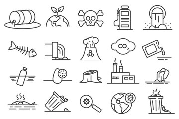 Sewage icons. Wastewater and water treatment vector icon set. Pollution line icon. Water treatment icon set. Editable stroke.