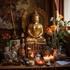Obraz premium buddha statue in temple