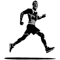 Naklejka premium Happy man in sportswear running isolated vector