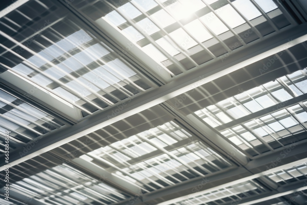 Aufkleber A picture of the ceiling of a building with numerous windows. This image can be used to illustrate architectural design, natural light, or modern construction
