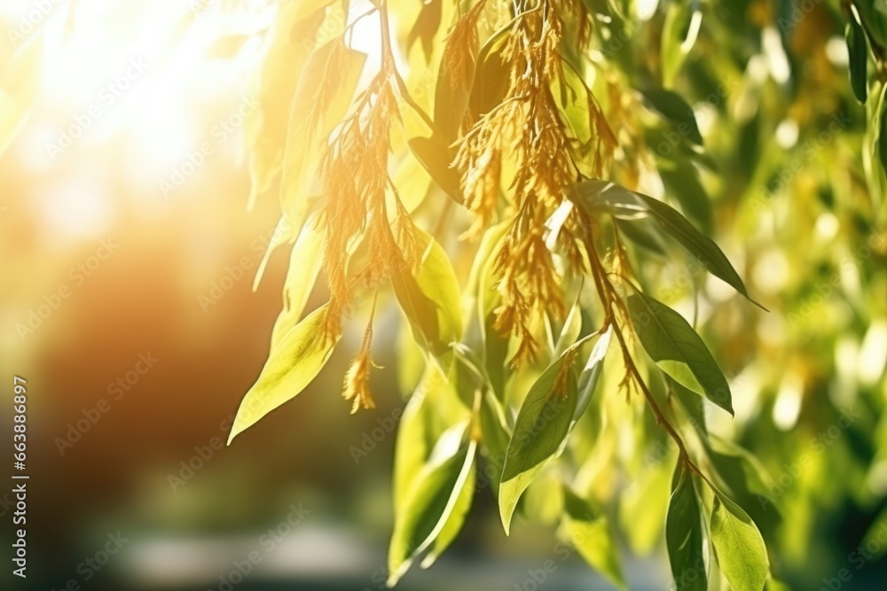 Poster A picture capturing the beautiful sunlight as it filters through the leaves of a tree. 