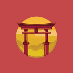 Chinese Gate Village Illustration Vector