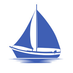 A sailing ship on the ocean, vector illustration