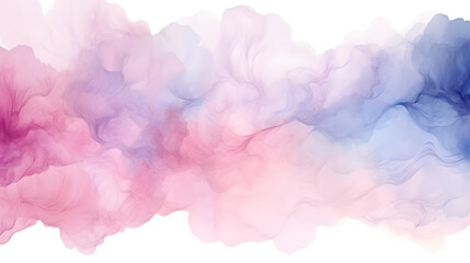 Watercolor pink clouds isolated on white background