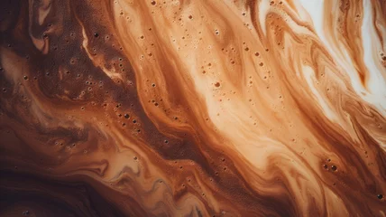 Deurstickers Cappuccino and milk foam close up view. Generative AI image. © Summit Art Creations