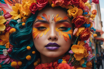 Naklejka premium woman with colorful makeup