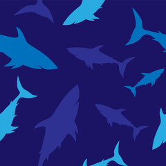 Shark silhouette seamless pattern. Vector illustration