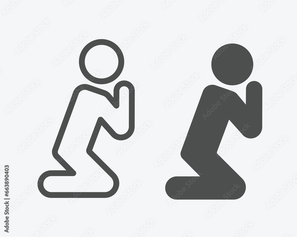 Poster pray icon vector. hands folded in prayer line icon. outline hands folded in prayer vector icon. desi