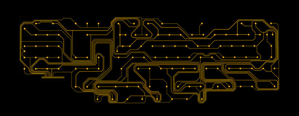 blue Printed Keyboard Circuit isolated on black background
