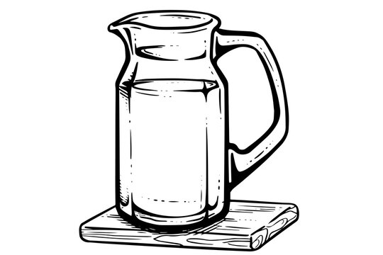 recommend clip art: jug or pitcher hand drawn ink sketch. Engraved style vector illustration