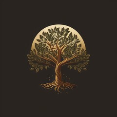 Naklejka premium Money Tree of Dollars. Money tree concept with room for text or copy space. Dollar. Bitcoin. Cryptocurrency. AI generated