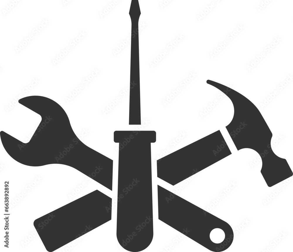 Poster tools vector wrench icon. spanner logo design element. key tool isolated on white background.