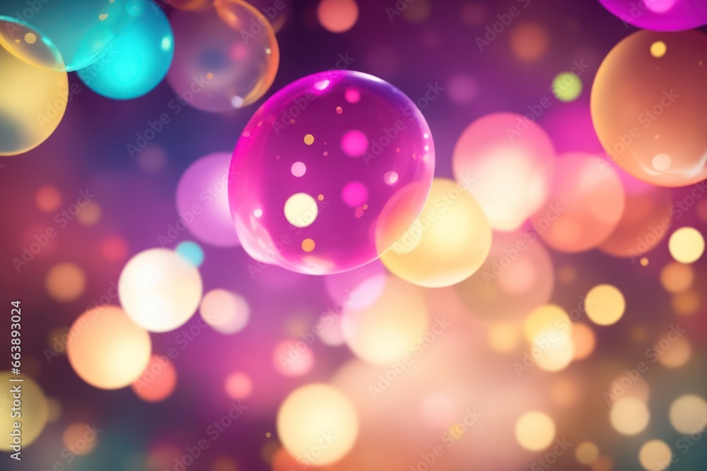 Poster colorful abstract bubbles bokeh background. ai generative