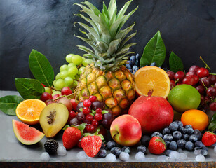 group of fresh fruit organic tropical, diet vegetable.