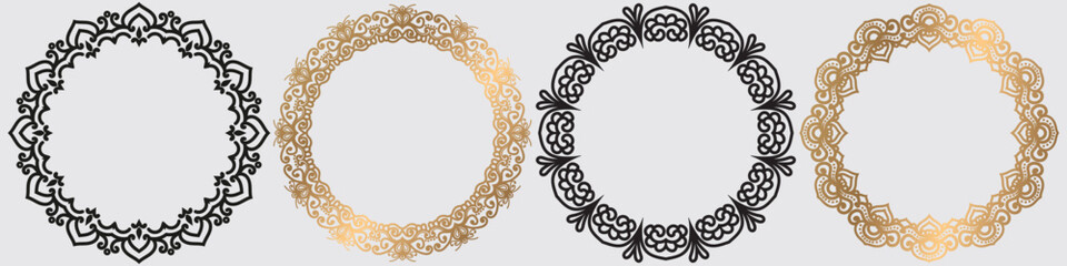 golden color art circle set symbol.
