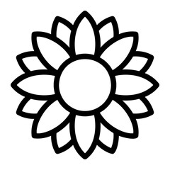 sunflower line icon - obrazy, fototapety, plakaty