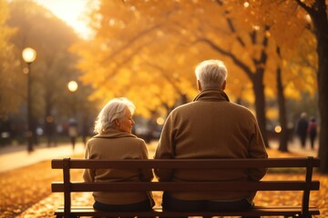 Fototapeta premium senior couple sitting on the bench. ai generative