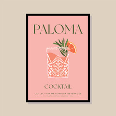Cocktail vector illustration in a poster frame for modern art gallery