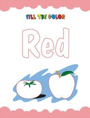 Apple and tomato coloring book page for kids. Coloring book for kids, Coloring worksheet, Color the picture, Coloring outline, Color an apple worksheet, Color a tomato worksheet, Fill the color