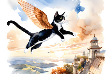 A cat flying to the sky with watercolor
Generative AI, 생성형, 인공지능