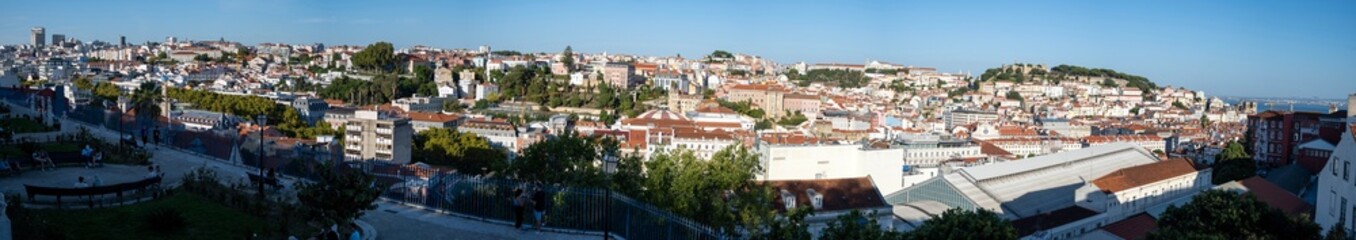 Fototapeta na wymiar Panoramic viewpoint of Sao Pedro de Alcantara in Lisbon Portugal
