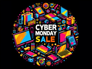 Fototapeta premium cyber monday vibrant tech and gadget extravaganza