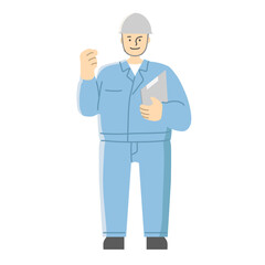 作業員の男性の全身イラスト