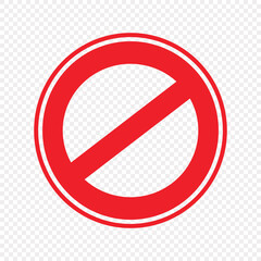 vector stop sign icon. No sign, red warning isolated