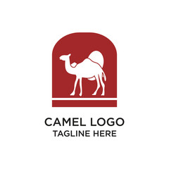 Camel logo design simple xoncept Premium Vector