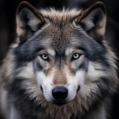 Fototapeta premium Close-up photo of wolf, scary predator in the forest.
