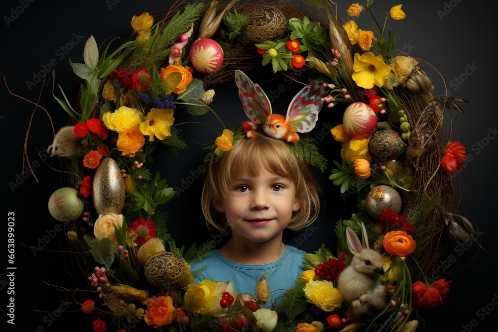 Wall mural Easter's Timeless Tradition: Joyful Wreath