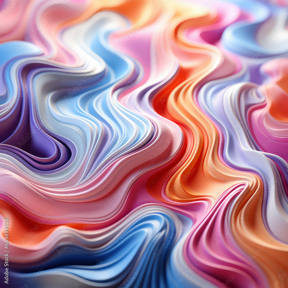 Wall mural  Abstract colorful Metallic Wavy Background.