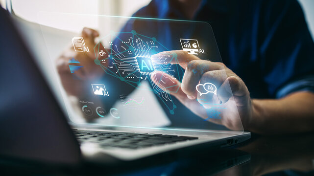Artificial intelligence AI development for future of people living. Digital data and machine learning technology design for computer brain by using big data operating information in cyber system.