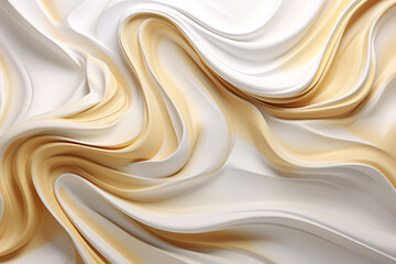 White and Gold Baroque Satin Fabric Background - obrazy, fototapety, plakaty