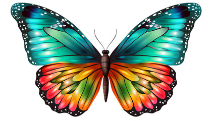 Butterfly with a shades of color on transparent background, spring, illustration
