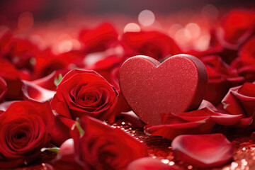 Valentines day background with red hearts background.