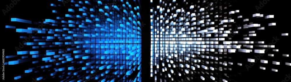 Poster a set of two blue squares with different patterns generative ai