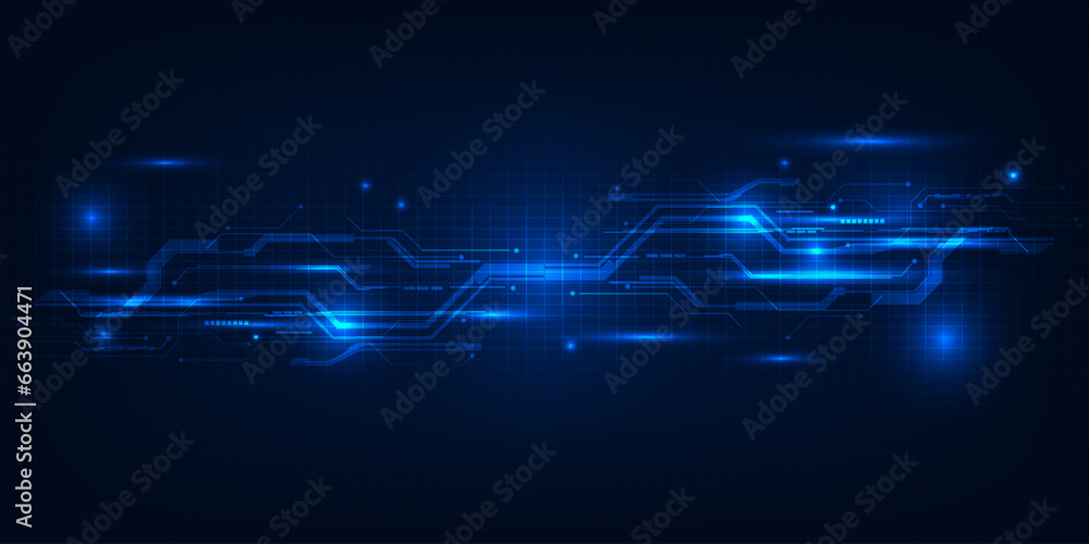 Poster vector illustration of futuristic horizontal digital high technology background with modern digital 