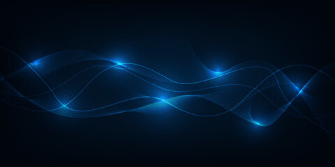 Vector illustration of digital waveform or wireframe wave.Abstract futuristic digital technology background.