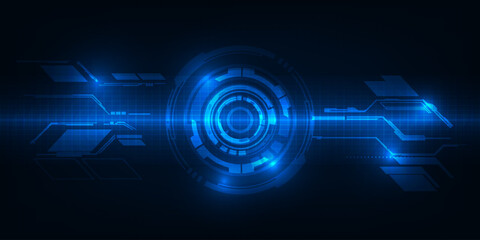 Vector illustration of abstract futuristic technology background with circuit HUD and hi-tech digital circuit.Future tech design concept.