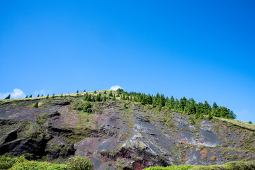 Fototapeta na wymiar Mountainous landscapes of Pico do Carvão on Sao Miguel Island in the Azores 