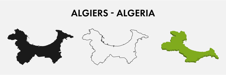 Algiers algeria city map set vector illustration design isolated on white background. Concept of travel and geography. - obrazy, fototapety, plakaty