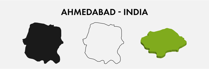 Ahmedabad India city map set vector illustration design isolated on white background. Concept of travel and geography.