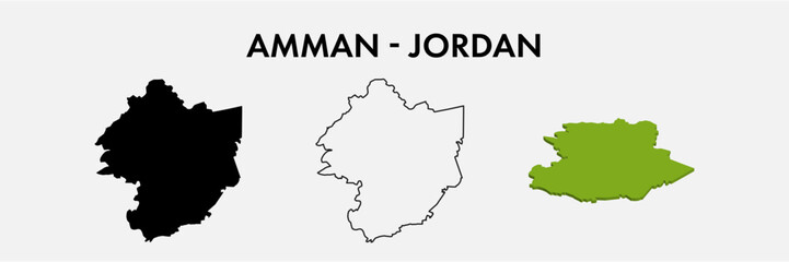 Amman Jordan city map set vector illustration design isolated on white background. Concept of travel and geography.