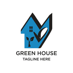 Green house logo design simple concept Premium Vektor