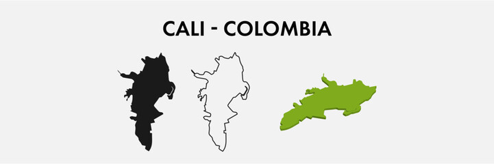 Cali Colombia city map set vector illustration design isolated on white background. Concept of travel and geography.