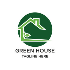 Green house logo design simple concept Premium Vektor