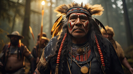Fototapeta na wymiar An old Indian chief